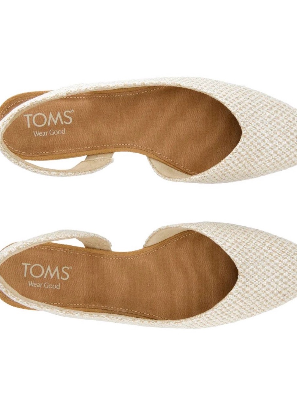 TOMS | Women's Alene Cream Tan Woven Slingback d’Orsay Flats 10 Career Secretary - Picture 8 of 16
